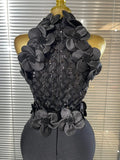 Black Red Women Shining Sequins Florals Sexy O-Neck Bodycon Bandage Long Dress Evening Party Christmas Birthday Outfit