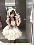 Olive Girl Dramatic Lolita Dress for Ren Faire 2026 Fairycore Photoshoot Everyday Wear S-XL XS-3XL Plus Size Dramatic Silhouette Romantic Cottagecore Editorial Not Costume Lolita Dress Chinese Heritage Fashion Women