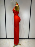Women Halter Neck Sexy Cut Out Backless Bandage Long Dress Celebrity Elegant Evening Party Luxury Birthday Nightclub Dress