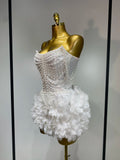 Elegant Sexy Off The Shoulder white Mini Bandage Dress For Women Blackless Evening Party Cocktail Prom Gowns Birthday Dress