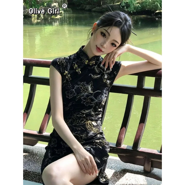 Olive Girl Red Embroidered Qipao for Garden Wedding 2026 Fairycore Photoshoot Everyday Wear S-XXL XS-3XL Plus Size Embroidered Romantic Garden Party Editorial Not Costume Qipao Cheongsam Chinese Dress Chinese Heritage Fashion Women