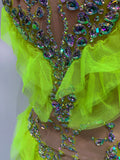 Women Sexy Sparkly Diamonds Strapless Mesh See Through Mini Dress Evening Party Birthday Nightclub Bar Stage Performance Costume
