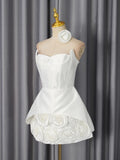 Sexy Party Spliced 3D Rose Dress for Women Strapless Sleeveless High Waist Hit Color Tutu Dresses with Necklace Female New