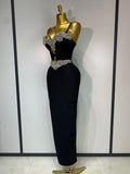 Women Bodycon Bandage Dress Wedding Sexy Backless Luxury Rhinestone Clothes Nightclub Evning Party Birthday Maxi Long Dresses