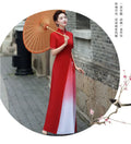 Autmn Winter New Vietnam Aodai Traditional Chinese Improved Qipao Women Embroidery Cheongsam Dress Banquet Evening Dress