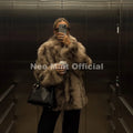 Exclusive 2026 Winter Leopard Print Faux Fur Coat Women Loud Luxury Lapel Collar Midi Long Eco Fox Fur Jacket Outerwear