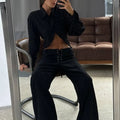 Solid Two Piece Set for Women Lapel Long Sleeve Temperament Coat High Waist Pants Female Fashion New