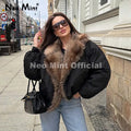 Trendy 2026 Fur Collar Bomber Jacket Women Winter Warm Padded Coat Parkas Luxury Brand Quilted Puffer Jackets Overcoats