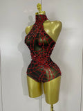Sparkly Diamond Sexy Mesh Stretch Bodysuits Women Evening Nightclub Bar Party Show Gogo Dancer Clothing Stage Costume