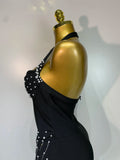 Women Sexy Black Sleeveless Backless Beading Bodycon Long Bandage Dress Evening Party Birthday Dress Elegant Knitted Vestidos i