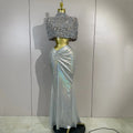 Luxury Sparkly Diamond Shawl Top And Long Dress Two Pieces Set Women Evening Prom Birthday Party Photo Shoot Sexy Stage Costumes
