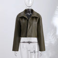 Casual Solid Pu Crocodile Grain Jacket Women Fashion Full Sleeve Stand Collar Loose Female Outwear 2026 Autumn Lady Coats Chic