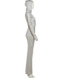 Polka Dot Letter Print 2 Piece Set Woman Tracksuit Trend Sexy Hooded Jacket+Pants Skinny Stretch Matching Streetwear
