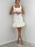 Available In Multiple Colors With Halter Straps, Rhinestones, Floral Trims, Tight Waist-Cinching Mini Skirt, And a Figure-Hug