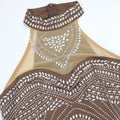 Sexy Rhinestone Patchwork Bodycon Dresses for Women Mesh See Through Sleeveless Birthday Party Evening Prom Maxi Dresses