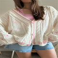 Printed V-neck Knit Cardigan Women Fashion Color Blocked Single Breasted Full Sleeve Sweater Cardigan Female Fall Chic Knitwear