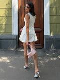 Female Vest Skirt Set Summer Commute Dating Elegant Vest Flower Bud Style Short Skirt Women Suit Solid Sleeveless New Set