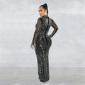 Women Rhinestone Dress with Bodysuit 2 Piece Set Sexy See Through Hot Drilling Evening Gowns Birthday Bodycon Party Dress
