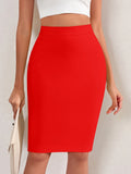 Quality High Waist Women Pencil Bandage Skirts Rose Pink Slim Tight Elastic Streetwear Girl Skirts Bodycon Drop Shipping