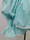 Two Piece Set for Women Square Collar Lantern Sleeve Patchwork Lace Up Slim Top High Waist Shorts Sheer Suit Female
