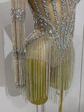 Full Sparkly Rhinestone Chain Sexy Mesh See Through Bodysuit Women Luxury Birthday Party Performance Dance Nightclub Stage Wear