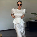 Elegant Women's Printed Waistband Long Dress 3D Flower V-neck Bubble Sleeve Patchwork A-line Dresses 2026 Spring Party Robe
