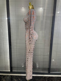 Sparkly Rhinestones Mirrors Women Long Sleeve High Stretch Bodycon Long Jumpsuit Bar Singer Performance Cotumes Stage Wear