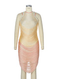 Ladies Gradient Tassel Off-Shoulder Bodycon Design Celebrity Club Party Sleeveless Sexy Mini Bandage Dress 2026