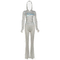 Polka Dot Letter Print 2 Piece Set Woman Tracksuit Trend Sexy Hooded Jacket+Pants Skinny Stretch Matching Streetwear