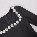 Black Red Color Women Long Sleeve Sexy Square Collar A-Line Mini Bandage Dress Fashion Celebrate Birthday Party Dress Vestido