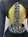 Women Celebrity Designer Fashion Women Luxury Birthday Set Sexy Cut Out Long Sleeve Beading Bodycon Two Pieces Pants Bandage Set