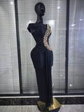 Red Black Women Sexy Off the Shoulder Shining Golden Sequins Bodycon Long Bandage Dress Elegant Evening Party Cocktail Wear