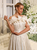 2026 Solid Elegant Spliced Ruffles Dresses For Women Off Shoulder Sling High Waist Long Dress Female Clothing Fashion