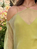 Casual Mesh Maxi Women Dresses V Neck Long Sleeve Chic Loose Dress for Beach Vacation Party Wear Fashion Summer New