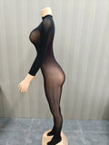 Jumpsuits Women Wholesale Sexy Bodycon Stretch See Through Tight Smooth Charming One Piece Club Outfits Drop Shopping