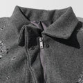Solid Spliced Diamonds Loose Jackets for Women Stand Neck Long Sleeve Patchwork Pockets Coat Female New