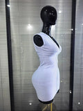 3 Colors Women Sleeveless Sexy V-Neck Front Zipper Bodycon Mini Bandage Dress Celebrate Birthday Party Cocktail Outfit