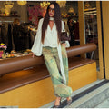 Printed Women Pants Belted Wide Leg Trousers Drawstring Waist Wide Leg Pants Loose Jogger Pants Casual Camouflage Long Pants