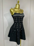 Sexy Sleeveless A Line Bandage Mini Dress Women Luxury Diamonds Birthday Party Gowns Evening Celebrity Club Show Wear Vestido