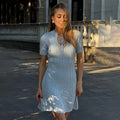 Short Sleeve Knitted Long Dress Female Slim Hollow Retro Elegant Sweater Dress 2025 Summer New High Waist Women‘s Dress