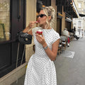Elegant Polka Dot Long Dress Women's High Waist A-line Maxi Dresses Evening Party Summer Holiday Resort Blue Black Green White