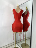 Sparkly Party Evening Celebrate Wedding Mini Dress Luxury Women Sexy Sleeveless Mesh See Through Birthday Cocktail Dresses