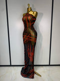 Women Mesh See Through Sparkly Rhinestone Sexy Backless Maxi Long Dress Evening Party Luxury Birthday Dress Shiny Stage Costume