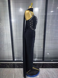 3 Colors Women Sexy Strapless Shining Crystal Bodycon Long Bandage Dress Evening Party Celebrate Elegant Cocktail Outfit