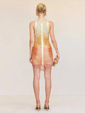 Ladies Gradient Tassel Off-Shoulder Bodycon Design Celebrity Club Party Sleeveless Sexy Mini Bandage Dress 2026