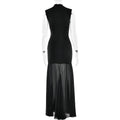 Sexy Spliced Sheer Mesh Fishtail Dresses for Women Stand Collar Sleeveless Patchwork Hollow Out Dress Female Trendy