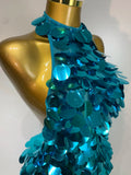 Women Sexy Halter Sequins Backless Mini Dress Luxury Birthday Evening Party Gowns Nightclub Singer Dancer Stage Outfit