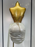 Elegant Sexy Pear Mesh See Through Two Piece Set Women Luxury Birthday Party Prom Gown Singer Nightclub Hotwife Stage Outfit