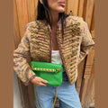 Fashion Printed Embroidery Women's Jacket Knot Button  Long Sleeves Loose Coat Chic 2026 Spring Autumn New High Street Lady Wear