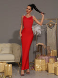 Sexy Backless Diamond Chain Design Bandage Maxi Long Dress 2026 Women'S Sleeveless Bodycon Celebrity Dinner Party Gowns
